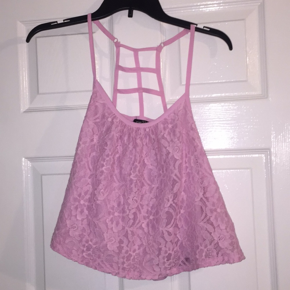 Pink Flower Lace Crop Top